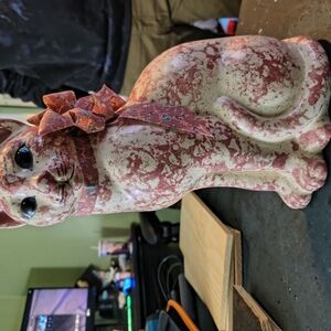Charming Red and Cream Cat Figurine